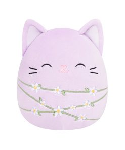 8-Inch Mak the Lavender Cat Wrapped with Flower Stems
