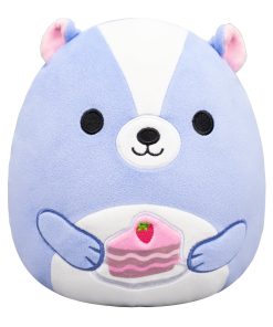 8-Inch Caspian the Lavender Skunk Holding Cake Slice