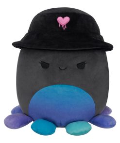 8-Inch Yoko the Charcoal Grey Octopus with Bucket Hat